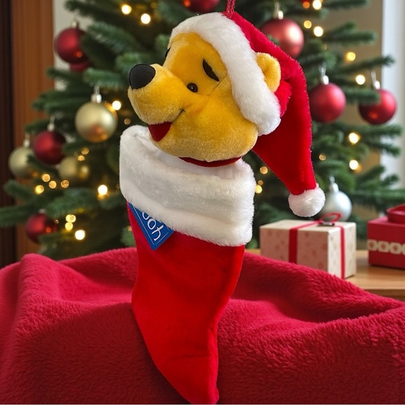 Disney Other - New Vintage Winnie the Pooh Christmas Stocking Pooh Bear Plush 3D New with Tags